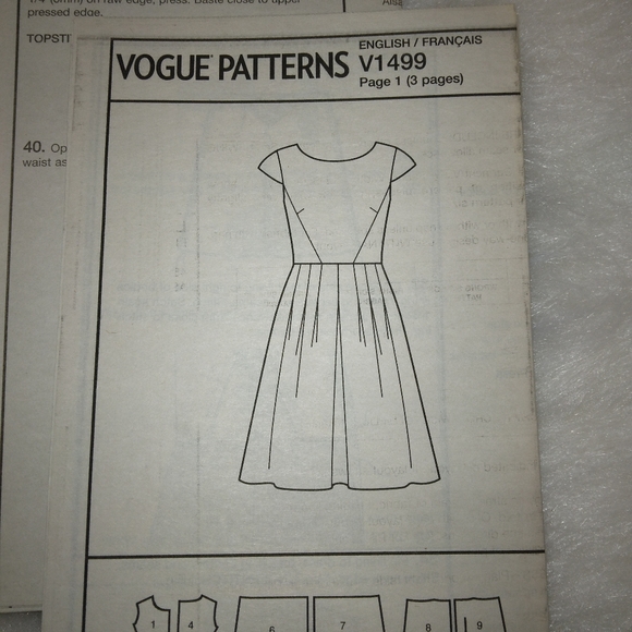 VOGUE V1499 Anne Klein Lined Dress Size 4-6-8-10-12 - Picture 5 of 6